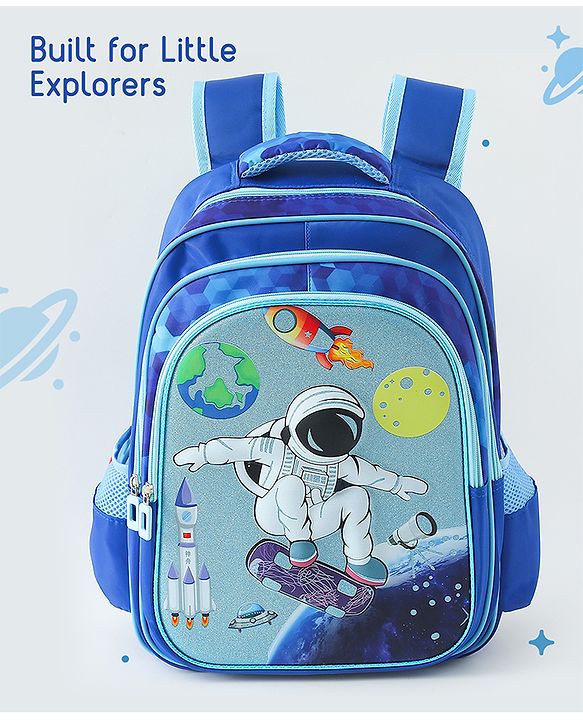 Space Kids School Backpack with Detachable Pencil Pouch 17L - Black| Water-Resistant Polyester| Bag for Boys & Girls| Lightweight & Durable| 3 Compartment & Front Zipper| Bottle Pouch