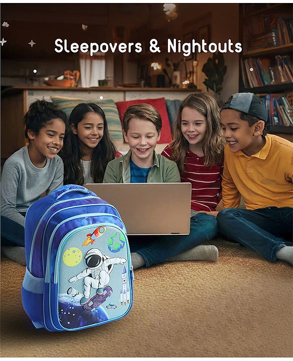 Space Kids School Backpack with Detachable Pencil Pouch 17L - Black| Water-Resistant Polyester| Bag for Boys & Girls| Lightweight & Durable| 3 Compartment & Front Zipper| Bottle Pouch