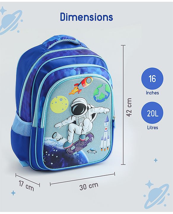 Space Kids School Backpack with Detachable Pencil Pouch 17L - Black| Water-Resistant Polyester| Bag for Boys & Girls| Lightweight & Durable| 3 Compartment & Front Zipper| Bottle Pouch