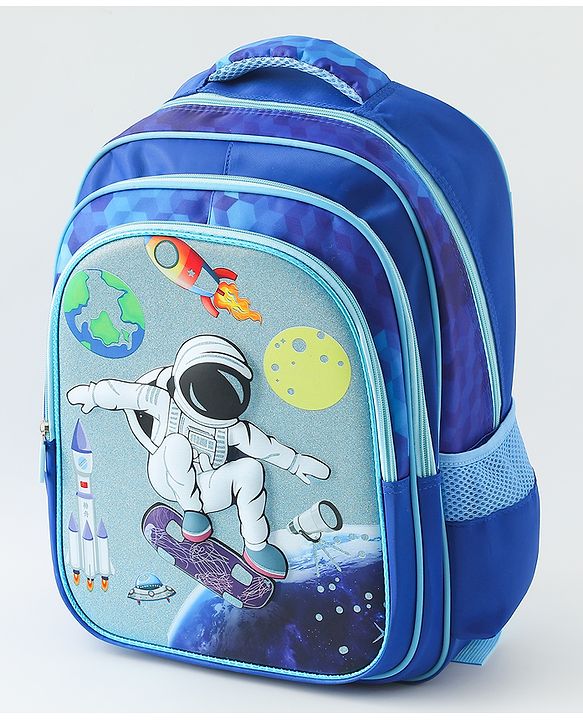 Space Kids School Backpack with Detachable Pencil Pouch 17L - Black| Water-Resistant Polyester| Bag for Boys & Girls| Lightweight & Durable| 3 Compartment & Front Zipper| Bottle Pouch