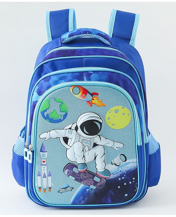 Space Kids School Backpack with Detachable Pencil Pouch 17L - Black| Water-Resistant Polyester| Bag for Boys & Girls| Lightweight & Durable| 3 Compartment & Front Zipper| Bottle Pouch
