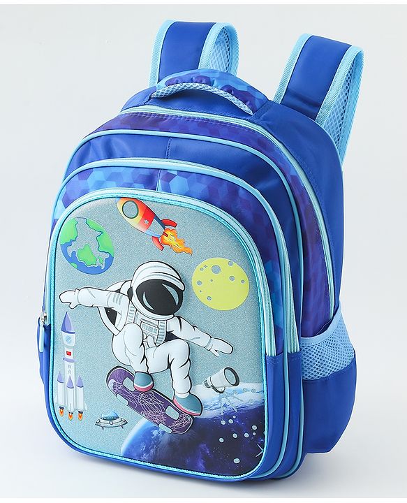 Space Kids School Backpack with Detachable Pencil Pouch 17L - Black| Water-Resistant Polyester| Bag for Boys & Girls| Lightweight & Durable| 3 Compartment & Front Zipper| Bottle Pouch