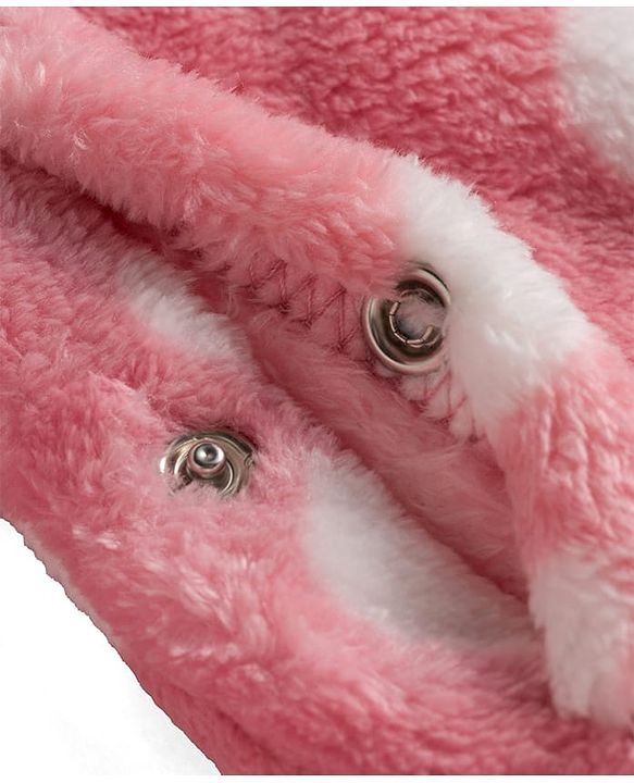 Babyhug Velour Knit Full Sleeves Winter Sleepsuit with Polka Dot - Pink