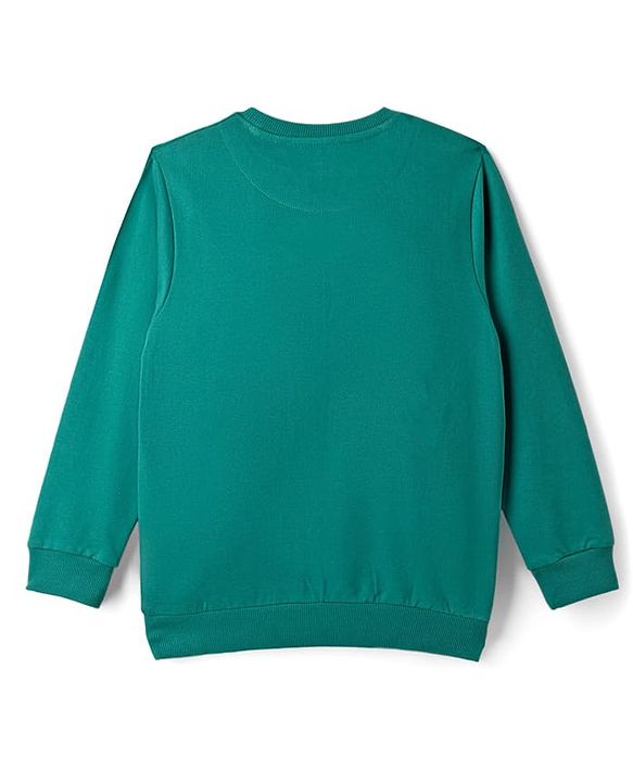 Pine Kids Cotton Knit Full Sleeves Sweatshirt With Text Print - Dark Green