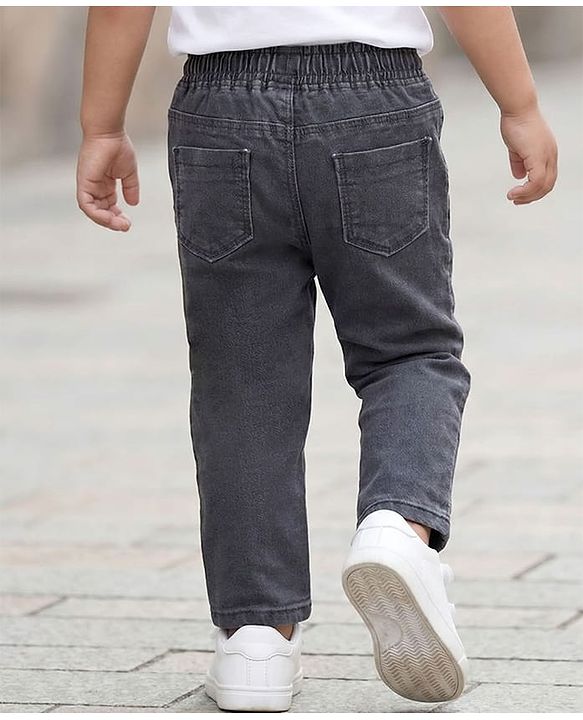 Babyhug Denim Full Length Washed Jeans With Stretch - Navy Blue