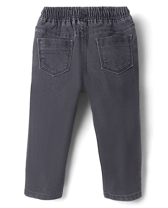 Babyhug Denim Full Length Washed Jeans With Stretch - Navy Blue