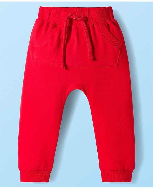 Babyhug Single Jersey Knit Full Sleeves Striped T-Shirt & Lounge Pant Set with Vehicle Patch Detailing - Red