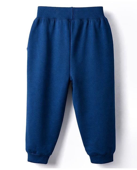 Babyhug Single Jersey Knit Full Sleeves Striped T-Shirt & Lounge Pant Set with Dino Graphic - Navy Blue & Red