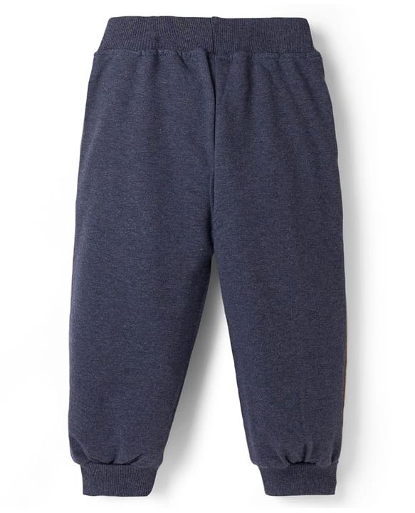 Babyhug Single Jersey Knit Full Sleeves Hooded T-Shirt & Lounge Pant Set With Be Kind Print - Navy Blue