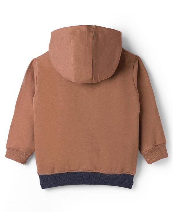 Babyhug Single Jersey Knit Full Sleeves Hooded T-Shirt & Lounge Pant Set With Be Kind Print - Navy Blue
