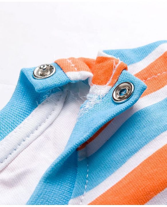 Babyhug Single Jersey Knit Full Sleeves Striped T-Shirt & Denim Jeans Set With Bear Print - Multicolor