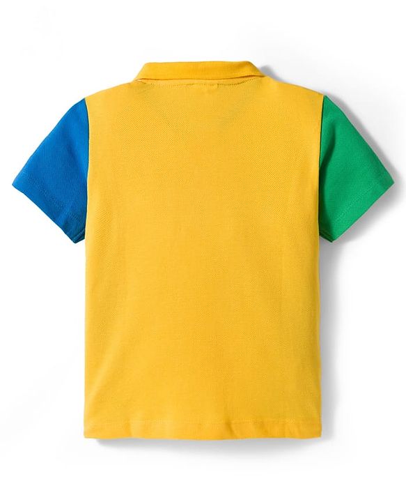 Babyhug Single Jersey Knit Half Sleeves Cut & Sew Polo T-Shirt & Jeans Set - Multicolor