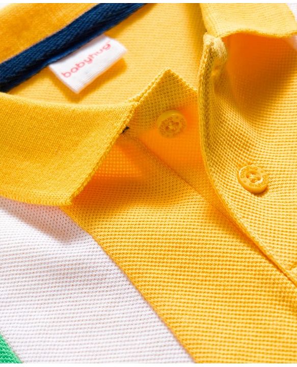 Babyhug Single Jersey Knit Half Sleeves Cut & Sew Polo T-Shirt & Jeans Set - Multicolor