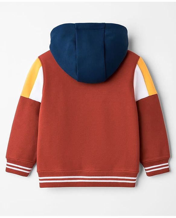 Babyhug Terry Knit Full Sleeves Hooded Cut & Sew T-Shirt & Lounge Pant Set with Text Print - Multicolor