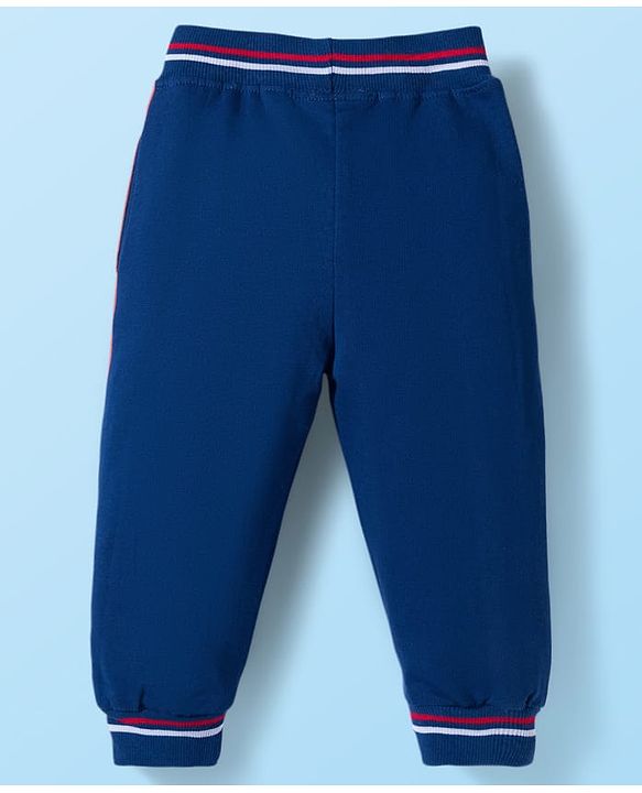 Babyhug Terry Knit Full Raglan Sleeves Hooded Cut & Sew T-Shirt & Lounge Pant Set with Text Patch Detailing - Multicolor