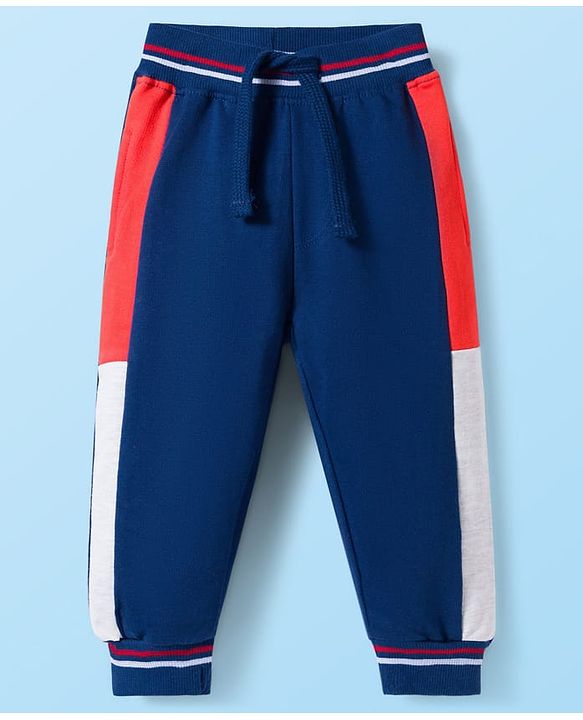 Babyhug Terry Knit Full Raglan Sleeves Hooded Cut & Sew T-Shirt & Lounge Pant Set with Text Patch Detailing - Multicolor
