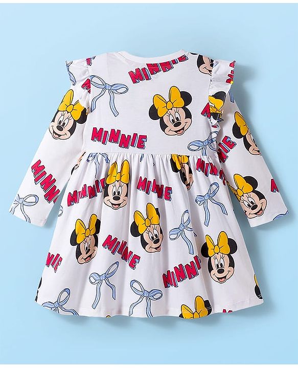 Babyhug Disney Single Jersey Knit Full Frill Sleeves Frock with Minnie Mouse Graphic Pack of 2 - Red & White