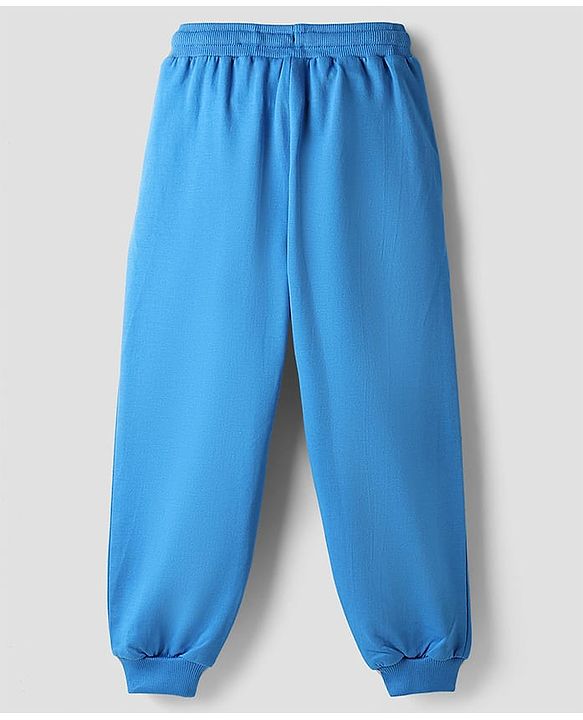 Babyhug Disney Terry Knit Full Sleeves Cut & Sew T-Shirt & Lounge Pant Set with Winnie Graphic & Pocket - Blue