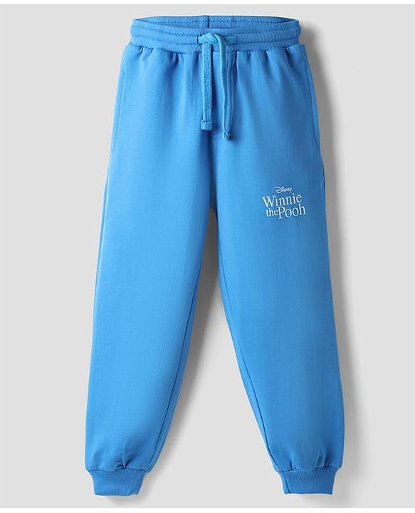 Babyhug Disney Terry Knit Full Sleeves Cut & Sew T-Shirt & Lounge Pant Set with Winnie Graphic & Pocket - Blue