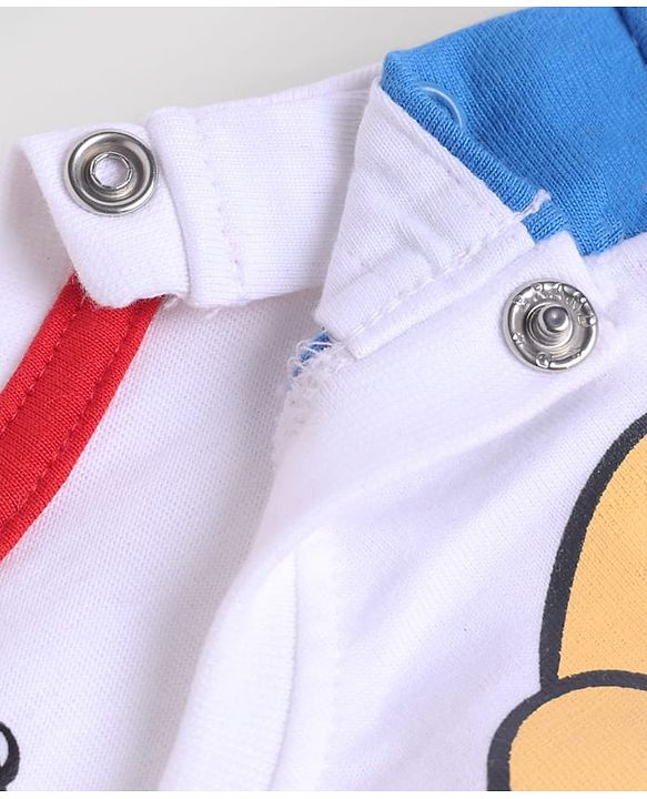 Babyhug Disney Terry Knit Full Sleeves Cut & Sew T-Shirt & Lounge Pant Set with Winnie Graphic & Pocket - Blue