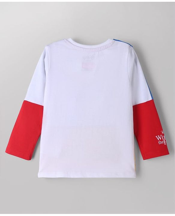 Babyhug Disney Terry Knit Full Sleeves Cut & Sew T-Shirt & Lounge Pant Set with Winnie Graphic & Pocket - Blue