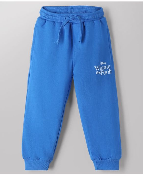 Babyhug Disney Terry Knit Full Sleeves Cut & Sew T-Shirt & Lounge Pant Set with Winnie Graphic & Pocket - Blue