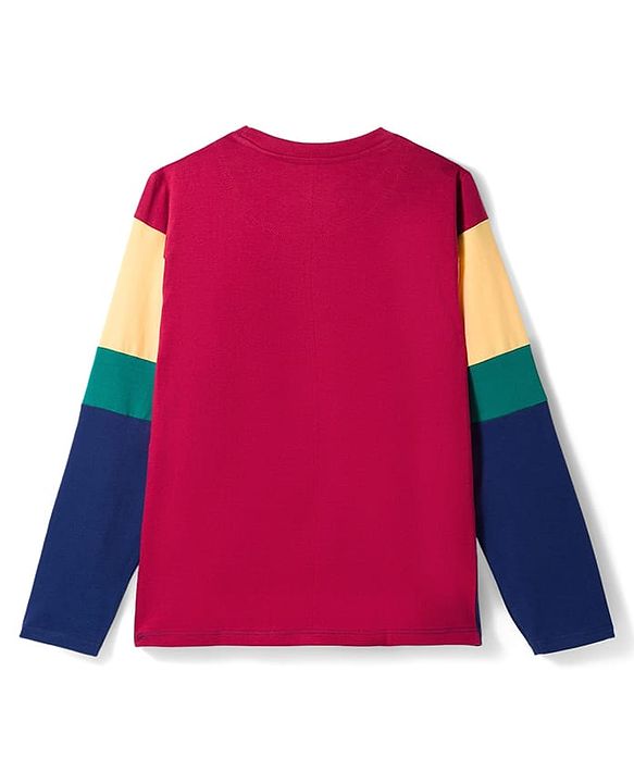 Pine Kids Marvel Single Jersey Knit Full Sleeves T-Shirt with Captain America Graphic - Navy Blue Red & Yellow