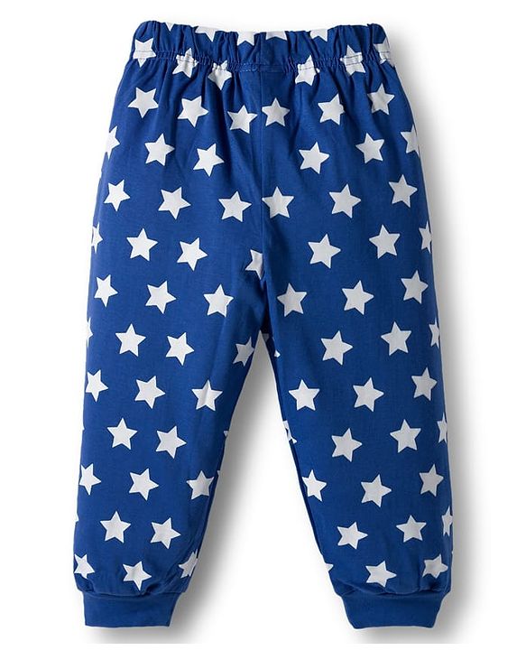 Babyhug Disney Single Jersey Knit Full Sleeves Night Suit With Mickey Mouse Print - Navy Blue
