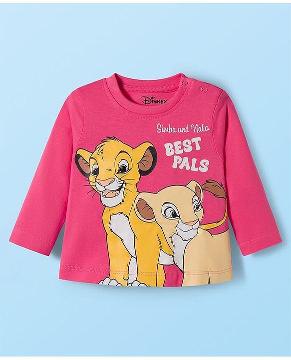 Babyhug Disney Single Jersey Knit Full Sleeves T-Shirts with Disney Character Graphic Pack of 5 - White Plum & Pink