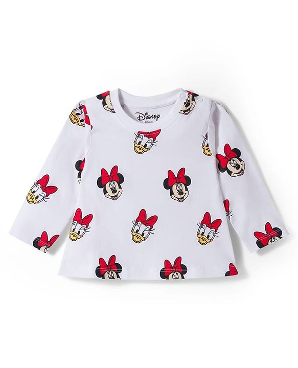 Babyhug Disney Single Jersey Knit Full Sleeves T-Shirt with Minnie & Friedns Graphic  Pack of  3 - Pink Red & White