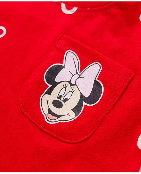 Babyhug Disney Single Jersey Knit Full Sleeves T-Shirt with Minnie & Friedns Graphic  Pack of  3 - Pink Red & White