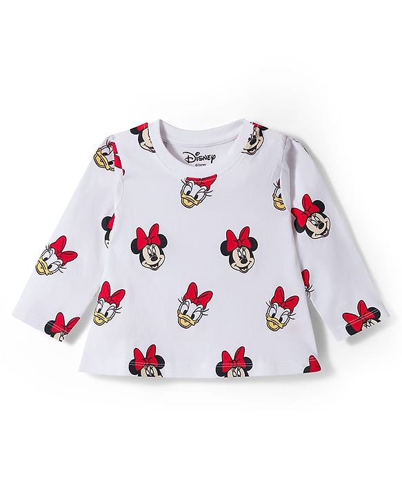 Babyhug Disney Single Jersey Knit Full Sleeves T-Shirt with Minnie & Friedns Graphic  Pack of  3 - Pink Red & White
