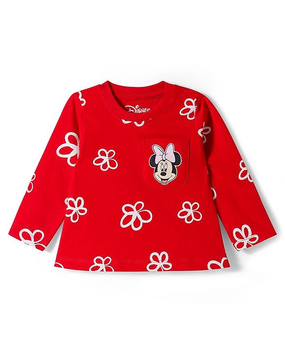 Babyhug Disney Single Jersey Knit Full Sleeves T-Shirt with Minnie & Friedns Graphic  Pack of  3 - Pink Red & White