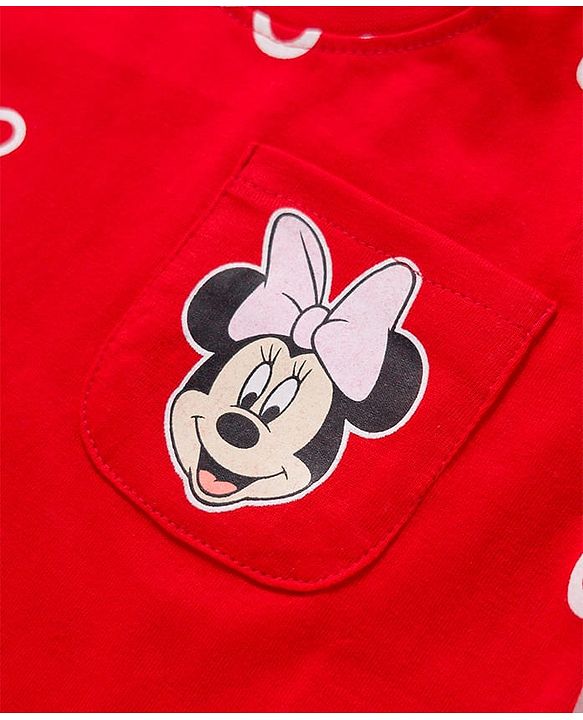 Babyhug Disney Single Jersey Knit Full Sleeves T-Shirt with Minnie & Friedns Graphic  Pack of  3 - Pink Red & White