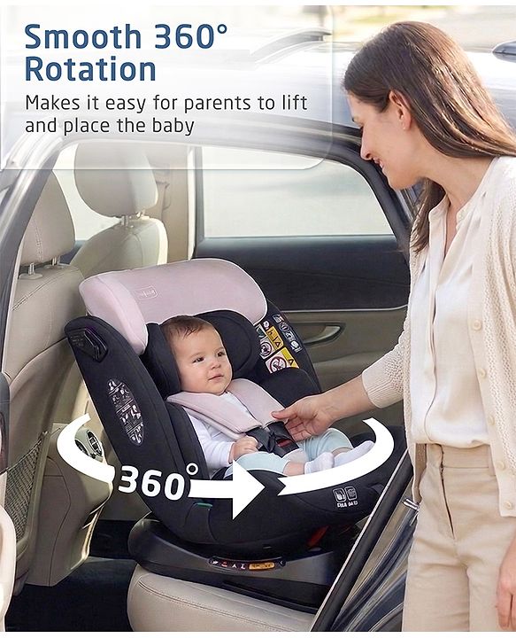Babyhug Convertible Car Seat with ISOFIX & 360° Rotatable Seat - Black| R129 Certified| i-Size Compliant| Rear & Forward Facing| Newborn to 12 Years| Reclining Seat| Cushion Seat