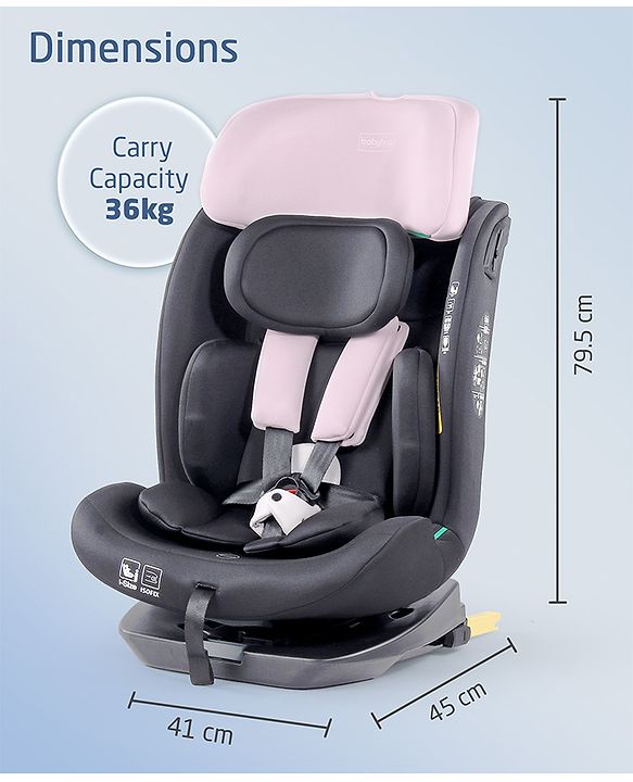 Babyhug Convertible Car Seat with ISOFIX & 360° Rotatable Seat - Black| R129 Certified| i-Size Compliant| Rear & Forward Facing| Newborn to 12 Years| Reclining Seat| Cushion Seat
