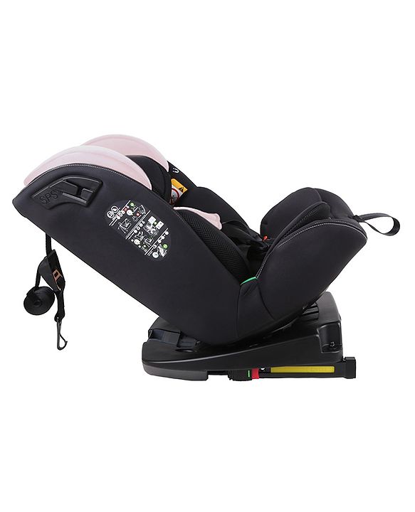 Babyhug Convertible Car Seat with ISOFIX & 360° Rotatable Seat - Black| R129 Certified| i-Size Compliant| Rear & Forward Facing| Newborn to 12 Years| Reclining Seat| Cushion Seat