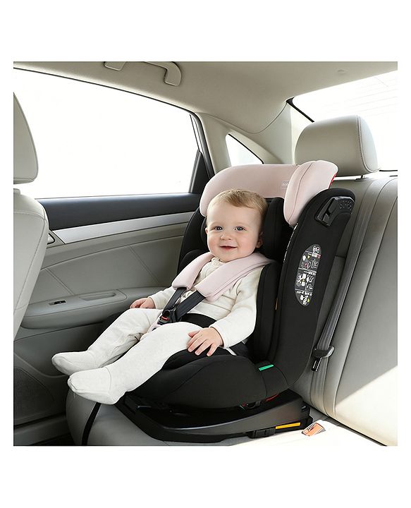 Babyhug Convertible Car Seat with ISOFIX & 360° Rotatable Seat - Black| R129 Certified| i-Size Compliant| Rear & Forward Facing| Newborn to 12 Years| Reclining Seat| Cushion Seat