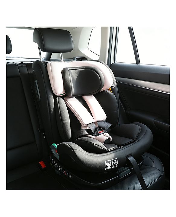 Babyhug Convertible Car Seat with ISOFIX & 360° Rotatable Seat - Black| R129 Certified| i-Size Compliant| Rear & Forward Facing| Newborn to 12 Years| Reclining Seat| Cushion Seat