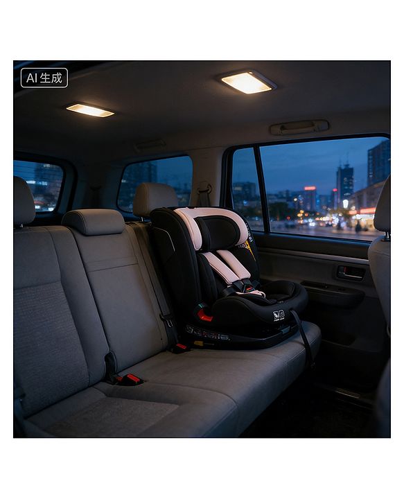 Babyhug Convertible Car Seat with ISOFIX & 360° Rotatable Seat - Black| R129 Certified| i-Size Compliant| Rear & Forward Facing| Newborn to 12 Years| Reclining Seat| Cushion Seat