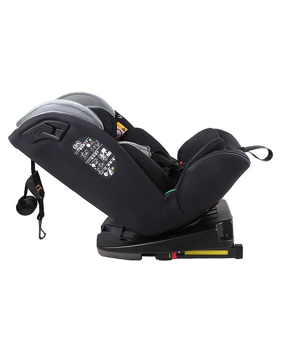 Babyhug Convertible Car Seat with ISOFIX & 360° Rotatable Seat - Black| R129 Certified| i-Size Compliant| Rear & Forward Facing| Newborn to 12 Years| Reclining Seat| Cushion Seat