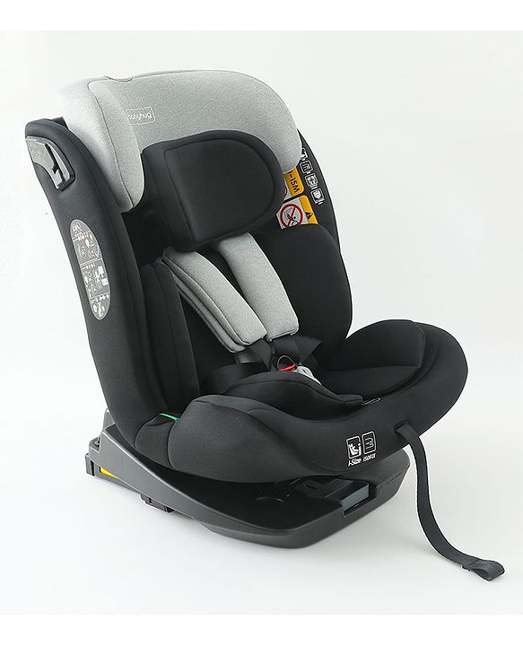 Babyhug Convertible Car Seat with ISOFIX & 360° Rotatable Seat - Black| R129 Certified| i-Size Compliant| Rear & Forward Facing| Newborn to 12 Years| Reclining Seat| Cushion Seat