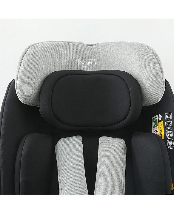 Babyhug Convertible Car Seat with ISOFIX & 360° Rotatable Seat - Black| R129 Certified| i-Size Compliant| Rear & Forward Facing| Newborn to 12 Years| Reclining Seat| Cushion Seat