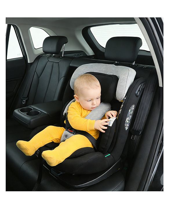 Babyhug Convertible Car Seat with ISOFIX & 360° Rotatable Seat - Black| R129 Certified| i-Size Compliant| Rear & Forward Facing| Newborn to 12 Years| Reclining Seat| Cushion Seat