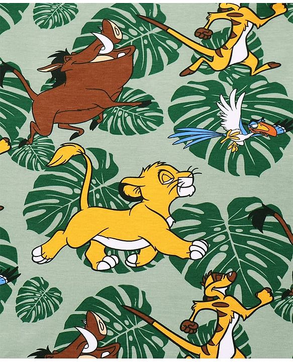 Babyhug Disney Interlock Knit Towel with Lion King Print L 76.2 x B 101.6 cm - Green