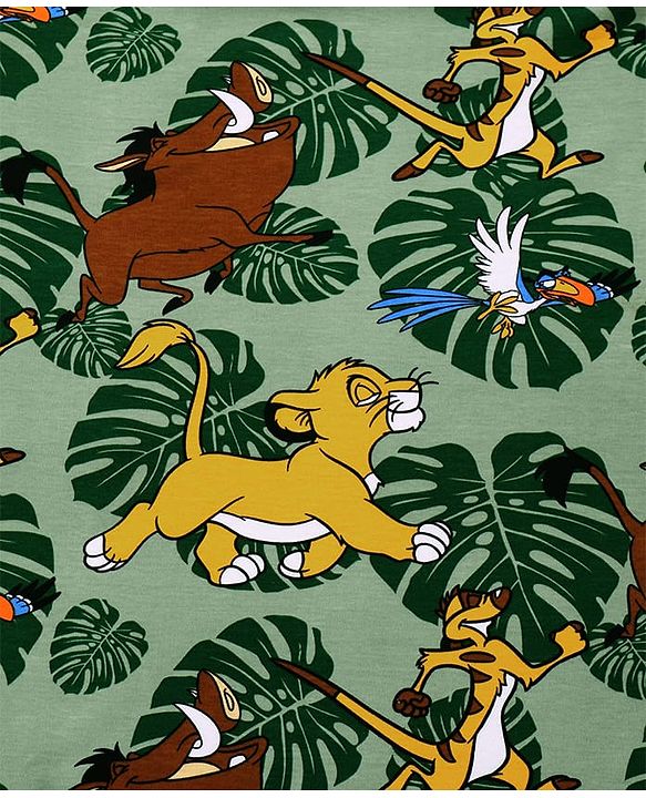 Babyhug Disney Interlock Knit Towel with Lion King Print L 76.2 x B 101.6 cm - Green