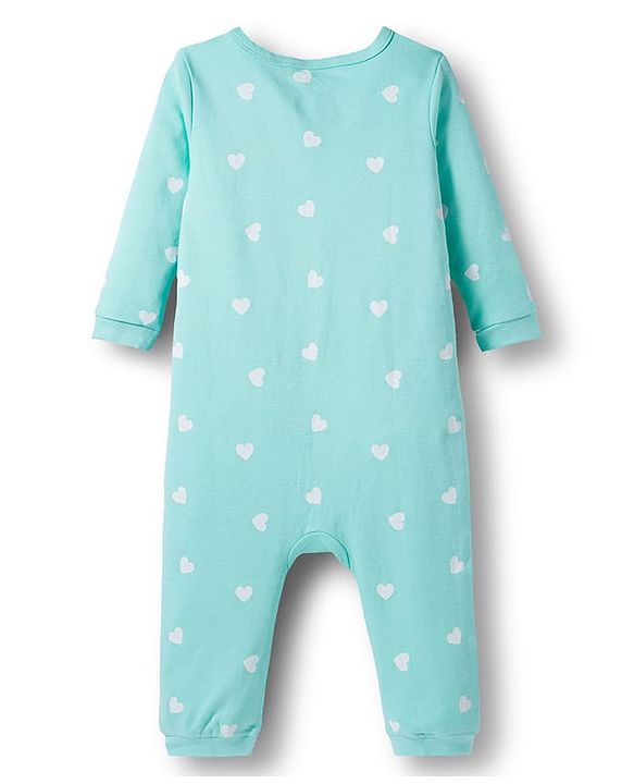 Babyhug Disney Interlock Knit Full Sleeves Romper with Minnie Mouse Graphics - Light Blue