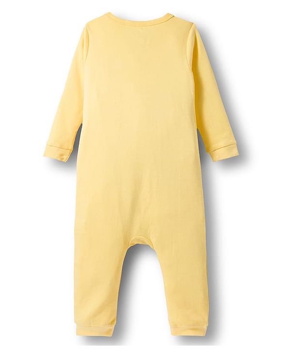 Babyhug Disney Interlock Knit Full Sleeves Romper with Minnie Mouse Graphics - Yellow