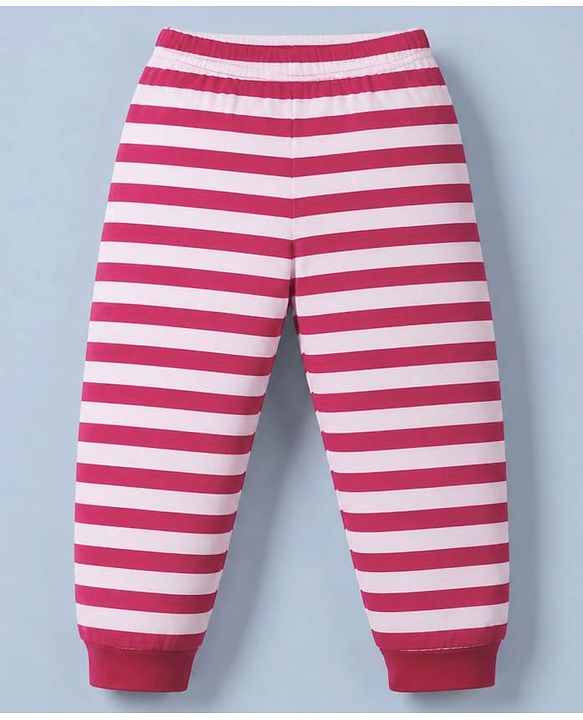 Babyhug Disney Single Jersey Knit Full Sleeves T-Shirt & Striped Pyjama Night Suit with Dalmatians Graphics - Red