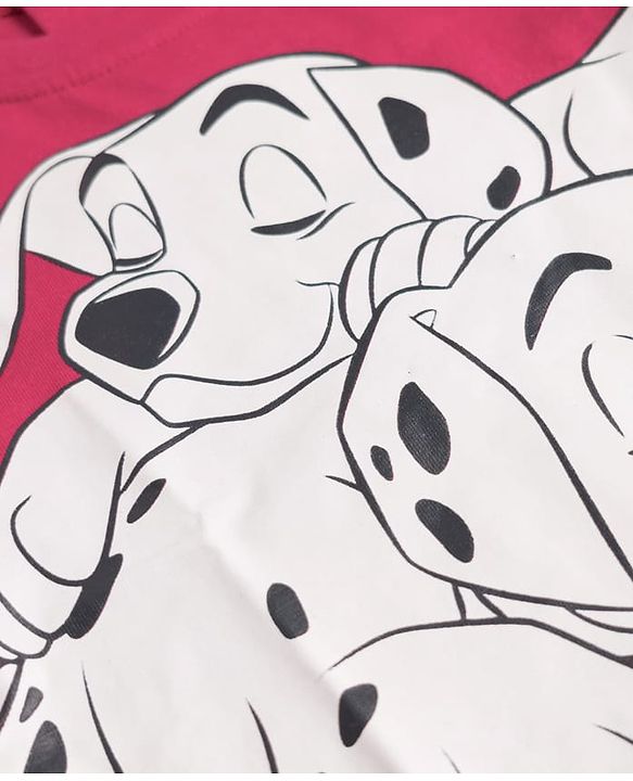 Babyhug Disney Single Jersey Knit Full Sleeves T-Shirt & Striped Pyjama Night Suit with Dalmatians Graphics - Red